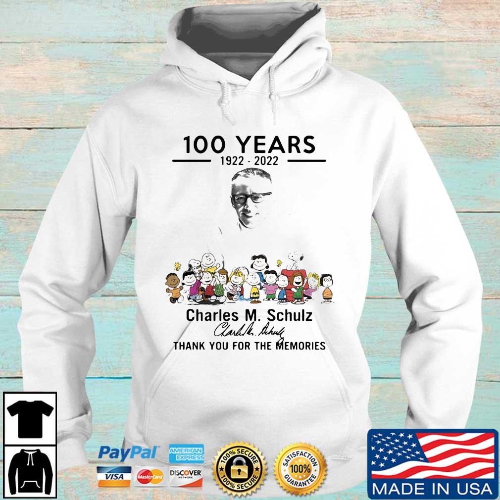 100 years 1922 2022 Charles M. Schulz signature thank you for the memories Hoodie trang