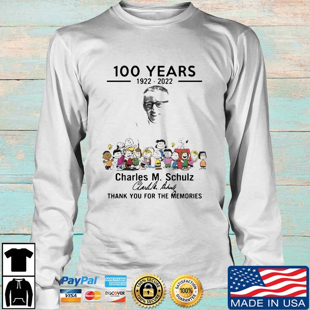 100 years 1922 2022 Charles M. Schulz signature thank you for the memories Longsleeve trang