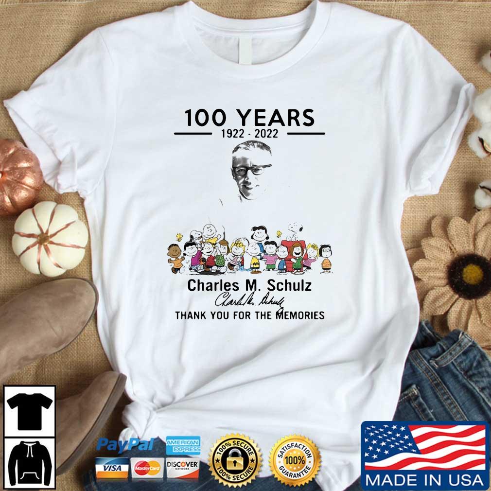 100 years 1922 2022 Charles M. Schulz signature thank you for the memories shirt